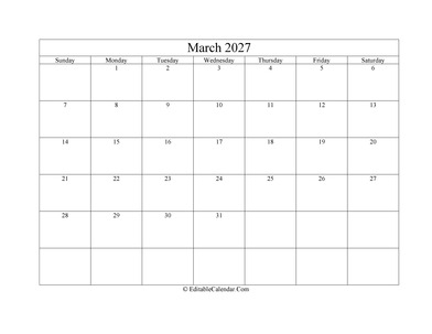 march 2027 printable calendar with holidays