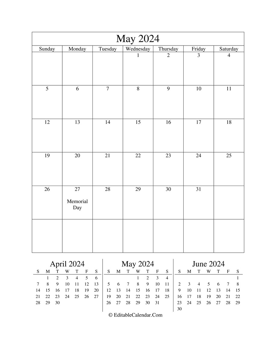 may 2024 editable calendar portrait