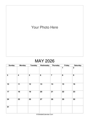 may 2026 photo calendar