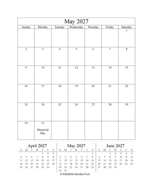 may 2027 editable calendar portrait