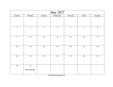 may 2027 printable calendar holidays
