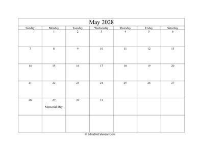 may 2028 printable calendar holidays