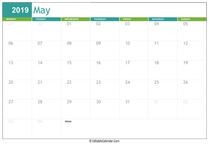may calendar 2019 printable