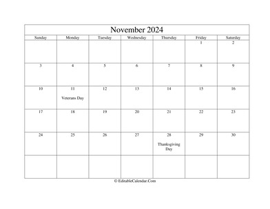 november 2024 printable calendar holidays