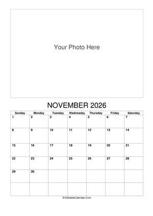 november 2026 photo calendar