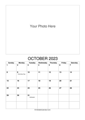 october 2023 photo calendar
