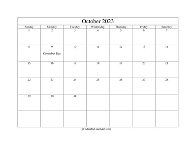october 2023 printable calendar with holidays