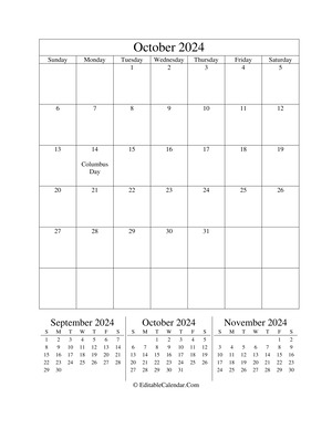 october 2024 editable calendar (portrait layout)