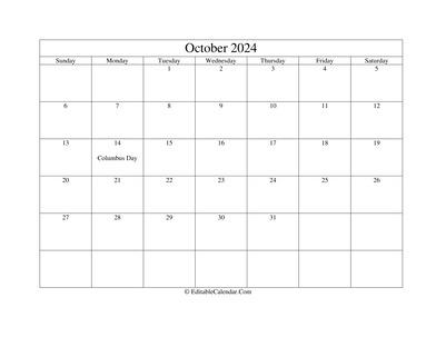 october 2024 printable calendar with holidays