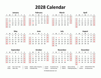 printable 2028 calendar in word
