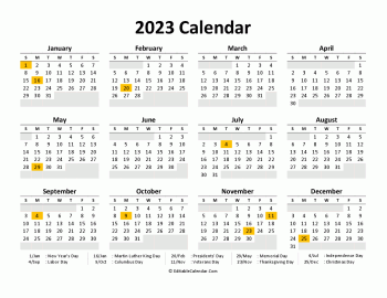 printable calendar 2023 free