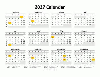 printable calendar 2027 free