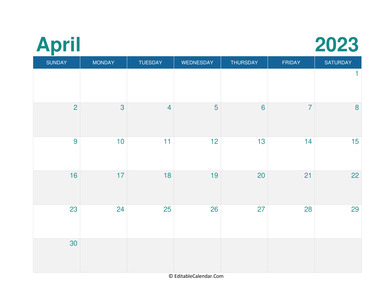 printable monthly calendar april 2023