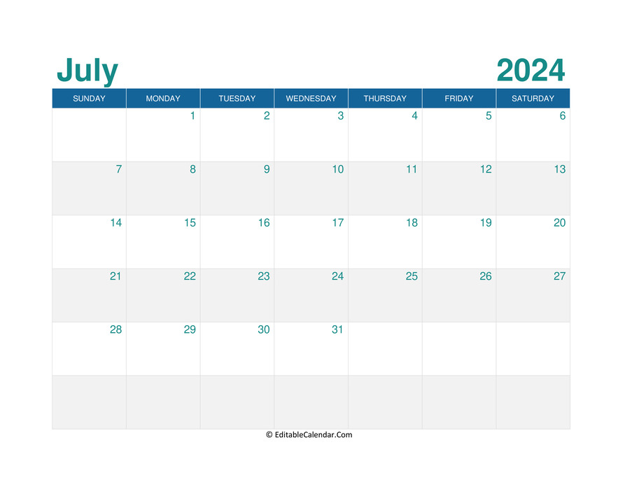 printable monthly calendar july 2024