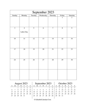 september 2023 editable calendar (portrait layout)