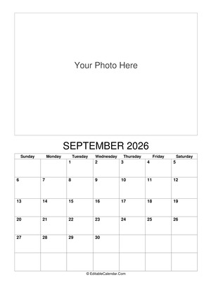 september 2026 photo calendar