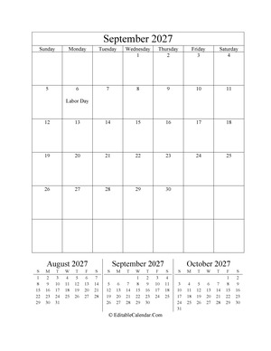september 2027 editable calendar portrait