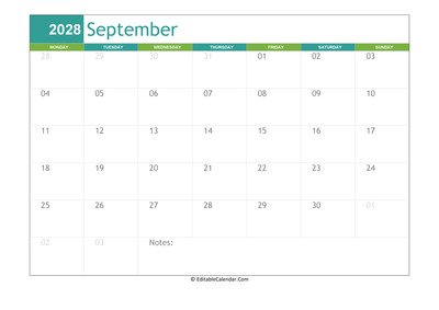 september calendar 2028 printable